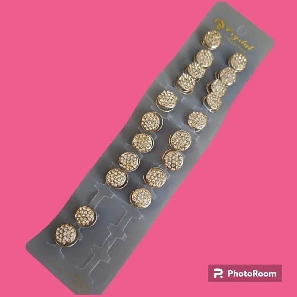 VTG Paved Crystal Dome Circle Bridal Hair Screws